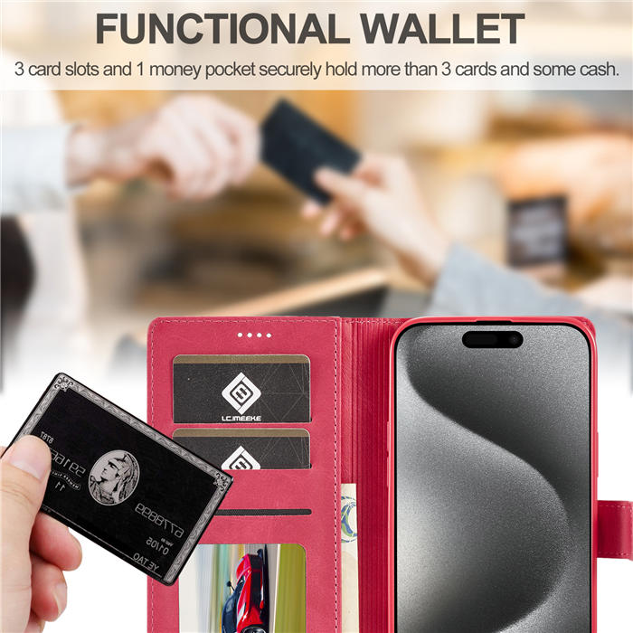 LC.IMEEKE Wallet Kickstand Magnetic Buckle Phone Case