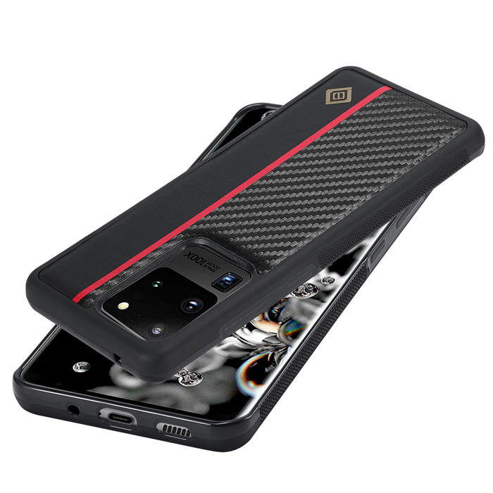 LC.IMEEKE Samsung Galaxy S20 Ultra Carbon Fiber Texture Phone Cover