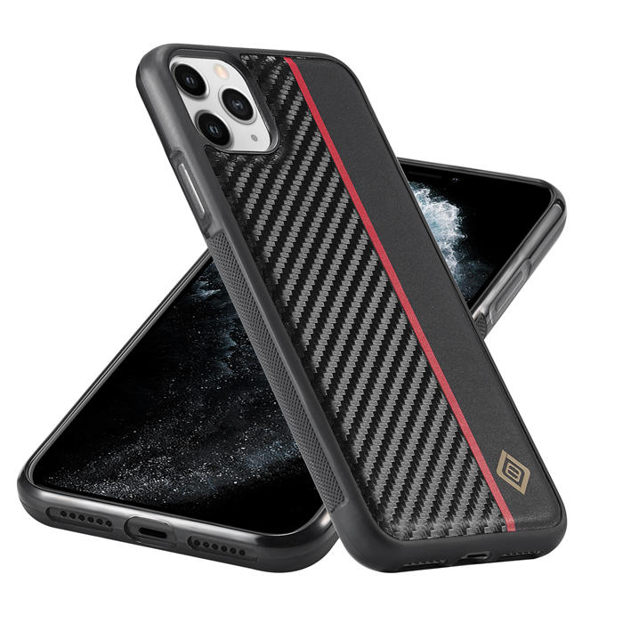 LC.IMEEKE iPhone 11 Pro Max Carbon Fiber Texture Phone Cover