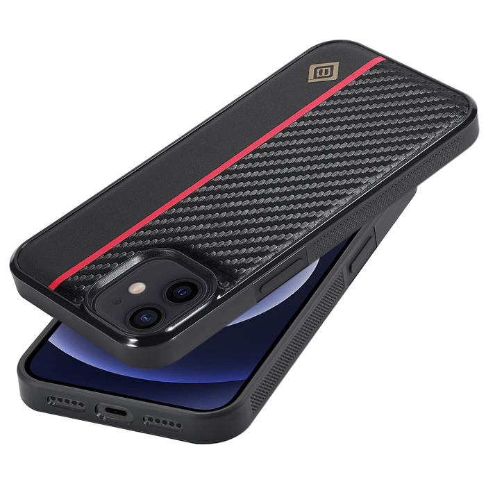 LC.IMEEKE iPhone 12 Mini Carbon Fiber Texture Phone Cover