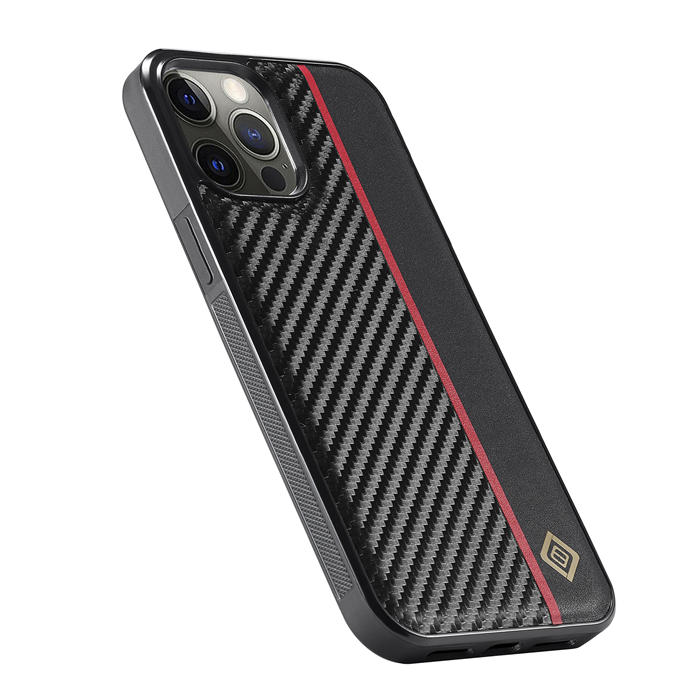 LC.IMEEKE iPhone 12/12 Pro Carbon Fiber Texture Phone Cover