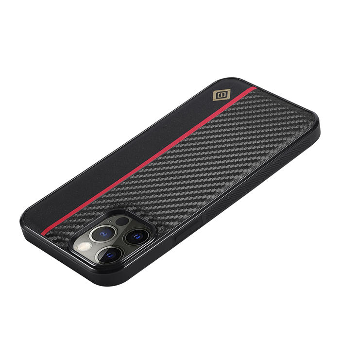 LC.IMEEKE iPhone 12 Pro Max Carbon Fiber Texture Phone Cover