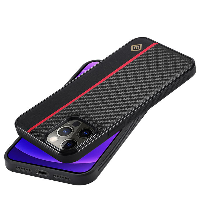 LC.IMEEKE iPhone 12 Pro Max Carbon Fiber Texture Phone Cover