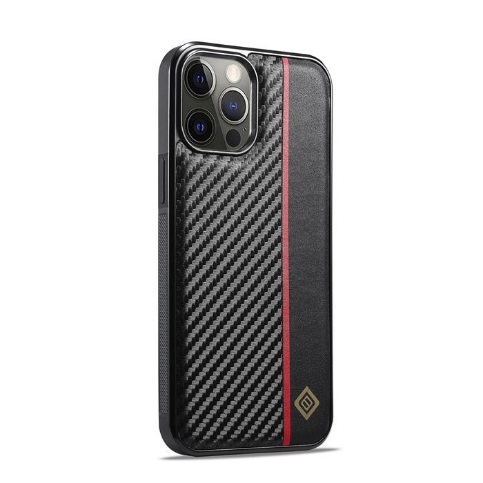 LC.IMEEKE iPhone 12 Pro Max Carbon Fiber Texture Phone Cover
