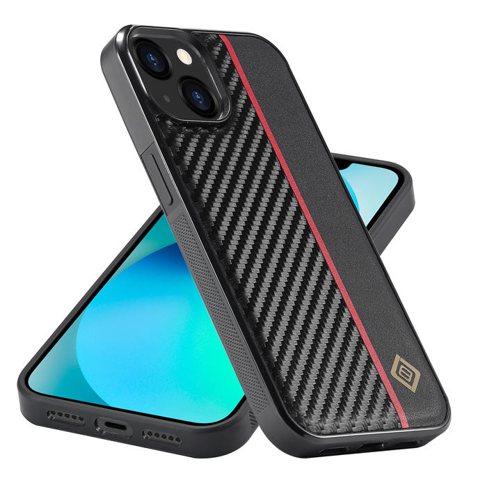 LC.IMEEKE iPhone 14 Carbon Fiber Texture Phone Cover