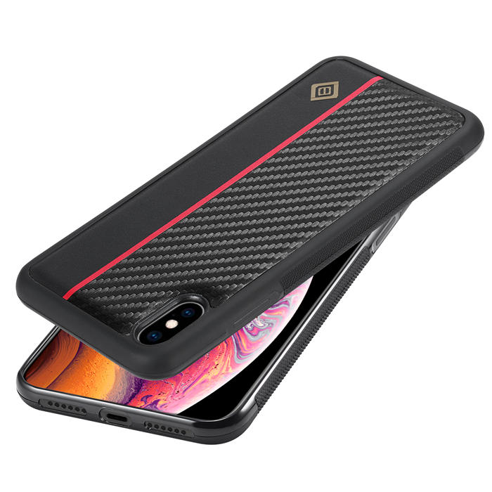 LC.IMEEKE iPhone XR Carbon Fiber Texture Phone Cover