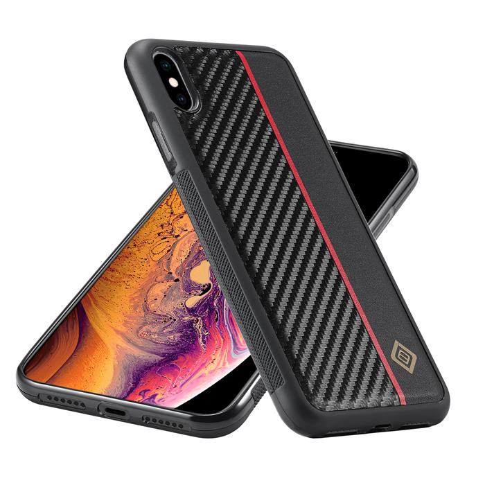 LC.IMEEKE iPhone XS Max Carbon Fiber Texture Phone Cover