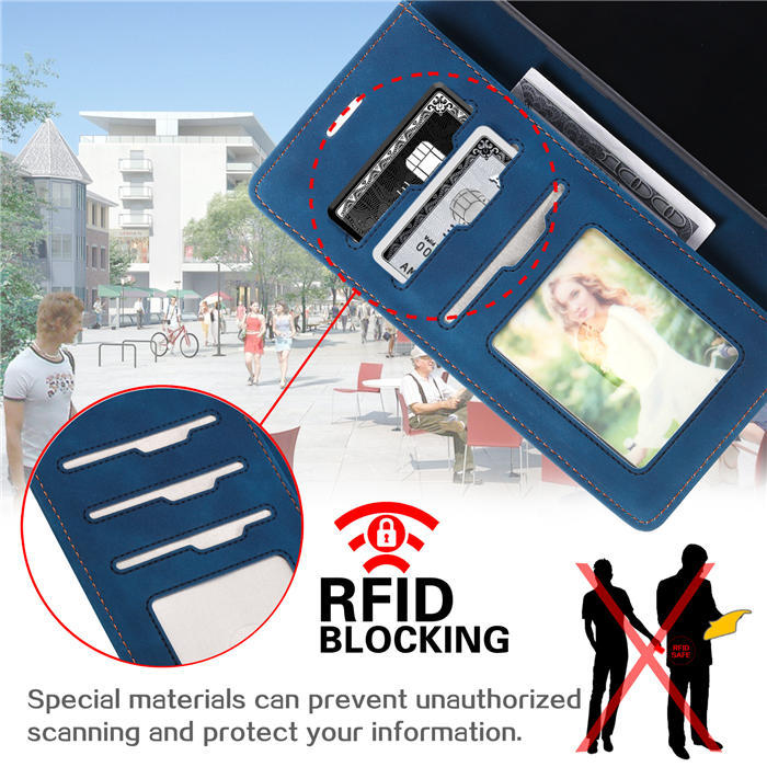 Samsung Galaxy S21 Ultra Wallet RFID Blocking Kickstand Case Blue