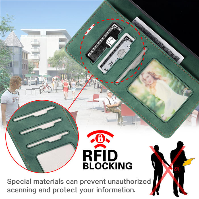 Samsung Galaxy S21 Wallet RFID Blocking Kickstand Case Green