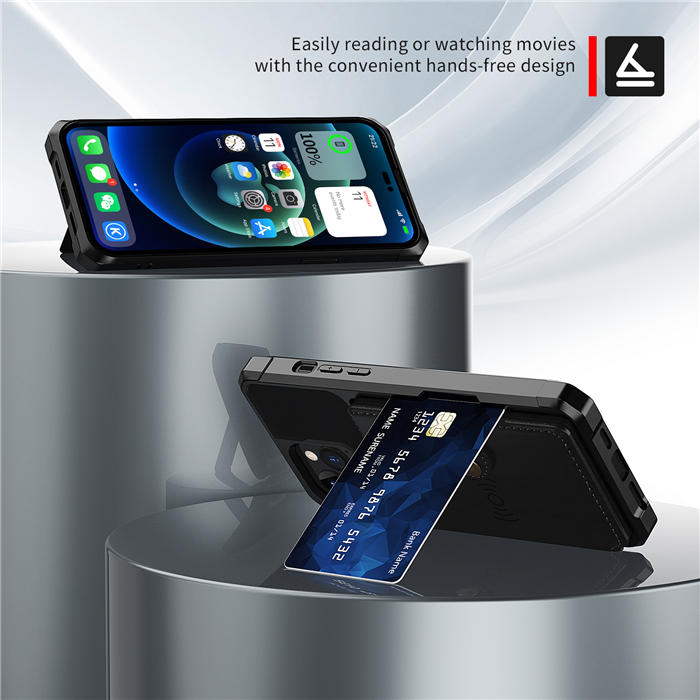 Kickstand Card Holder PU Leather Coated TPU Phone Case
