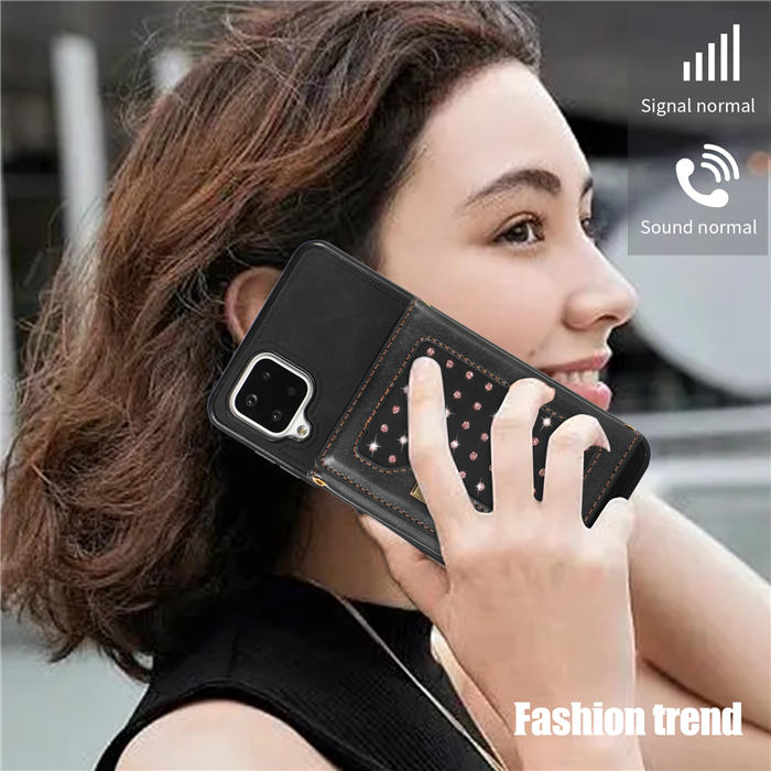 Bling Crossbody Bag Wallet Samsung Galaxy A12 5G Case with Lanyard Strap