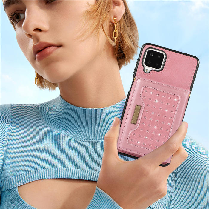Bling Crossbody Bag Wallet Samsung Galaxy A12 5G Case with Lanyard Strap