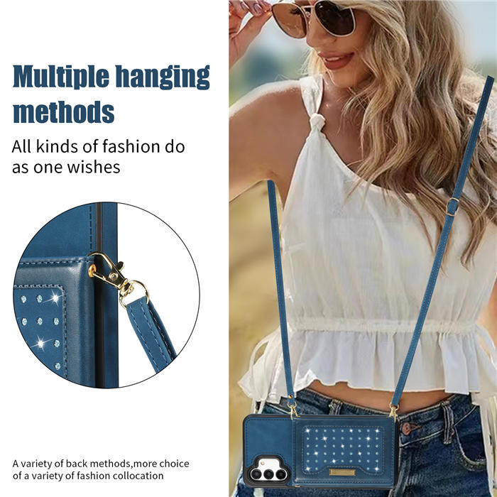 Bling Crossbody Bag Wallet Samsung Galaxy A13 5G Case with Lanyard Strap