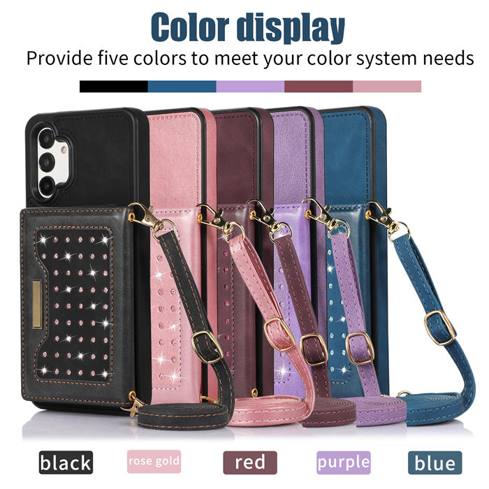 Bling Crossbody Bag Wallet Samsung Galaxy A13 5G Case with Lanyard Strap