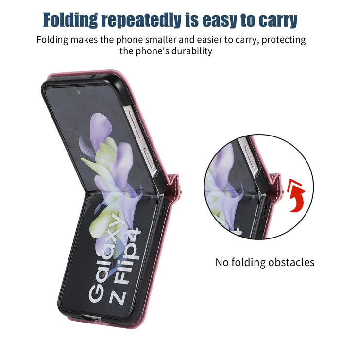 Bling Crossbody Bag Wallet Samsung Galaxy Z Flip4 Case with Lanyard Strap