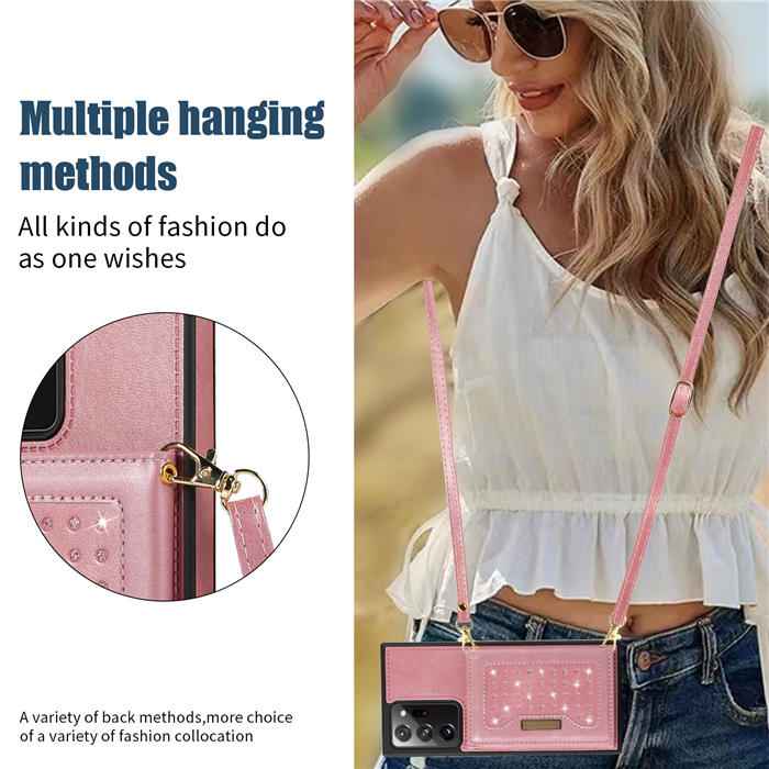 Bling Crossbody Bag Wallet Samsung Galaxy Note 20 Ultra Case with Lanyard Strap