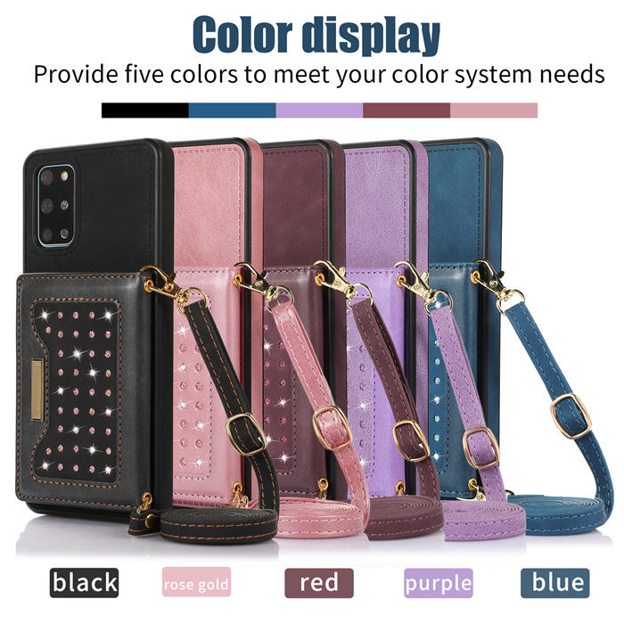 Bling Crossbody Bag Wallet Samsung Galaxy S20 Case with Lanyard Strap