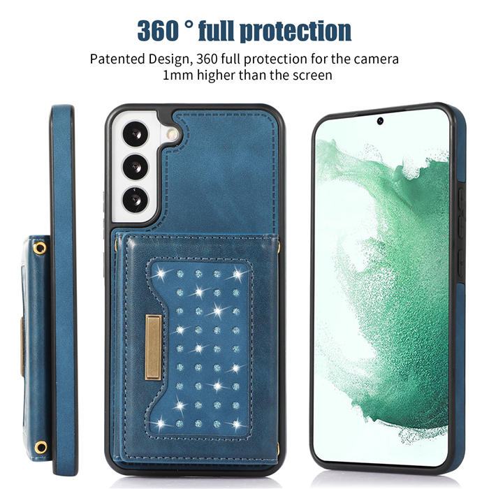 Bling Crossbody Bag Wallet Samsung Galaxy S21 Case with Lanyard Strap