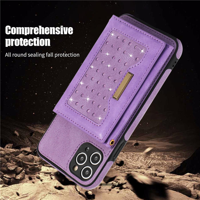 Bling Crossbody Bag Wallet iPhone 11 Pro Max Case with Lanyard Strap