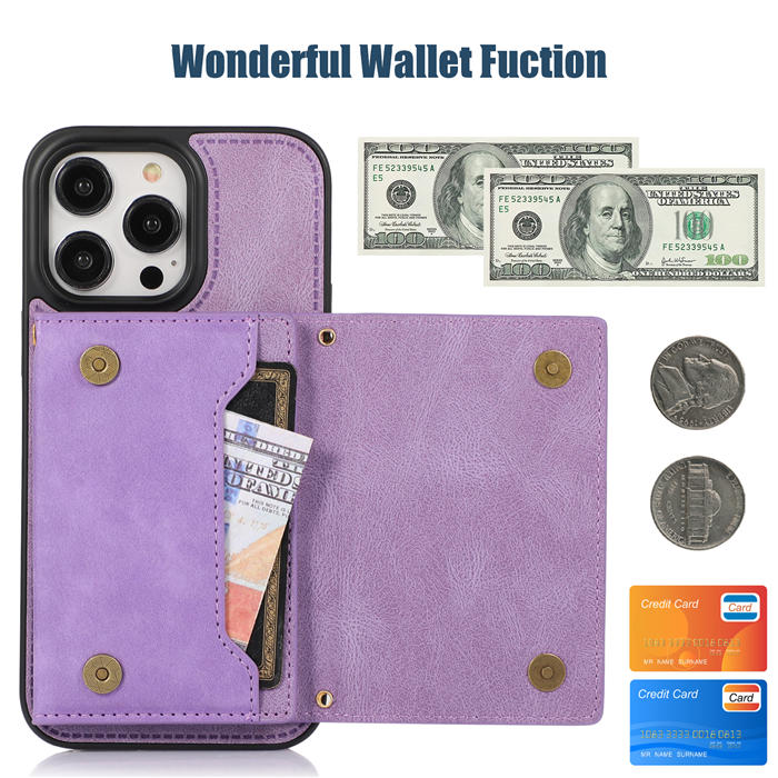 Bling Crossbody Bag Wallet iPhone 14 Pro Case with Lanyard Strap