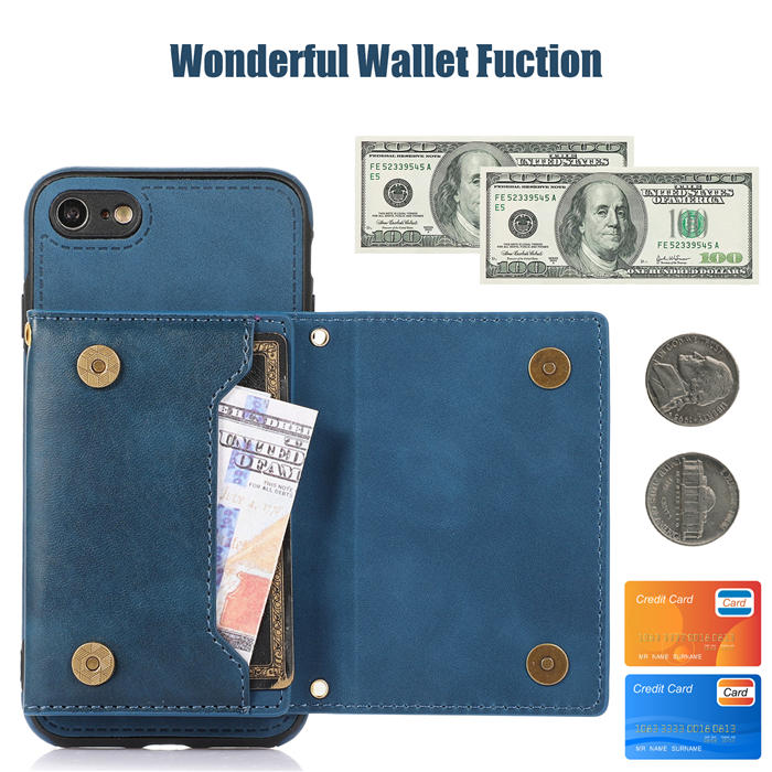 Bling Crossbody Bag Wallet iPhone 7/8/SE2 2020/SE3 2022 Case with Lanyard Strap