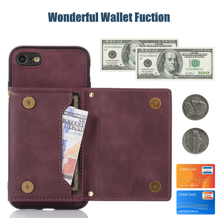 Bling Crossbody Bag Wallet iPhone 7/8/SE2 2020/SE3 2022 Case with Lanyard Strap