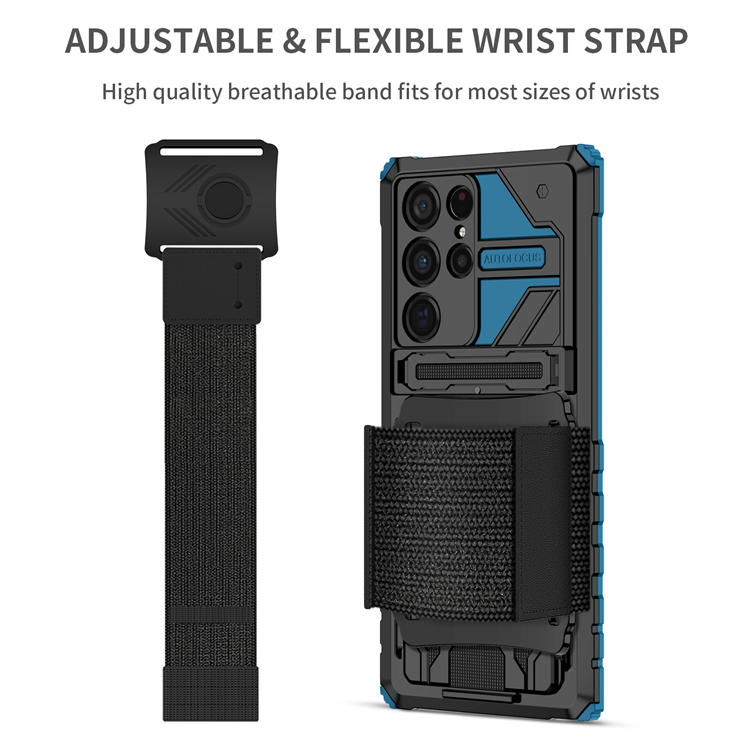 Samsung Galaxy S22 Ultra Kickstand Sports Wristband Case Blue