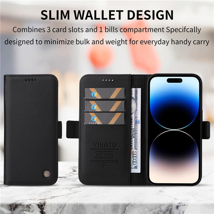 YIKATU iPhone 14 Pro Max Wallet Magnetic Flip Stand Case