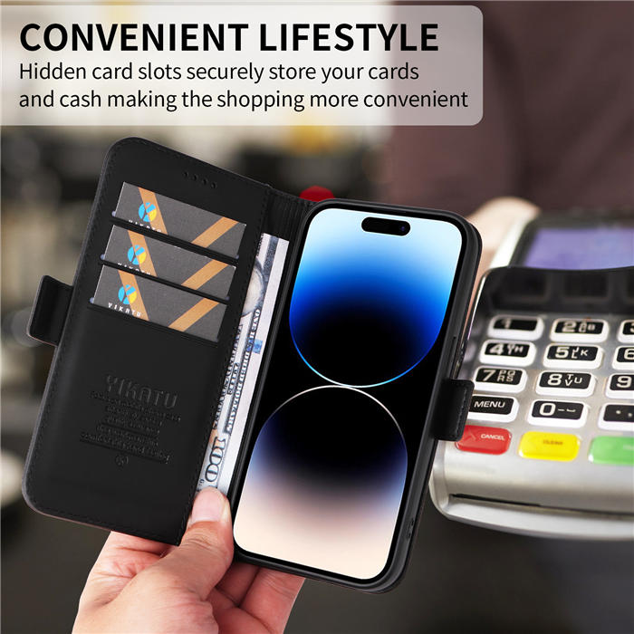 YIKATU iPhone 14 Pro Max Wallet Magnetic Flip Stand Case