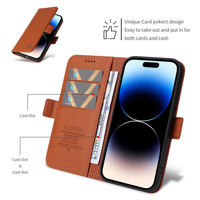 YIKATU iPhone 14 Pro Max Wallet Magnetic Flip Stand Case