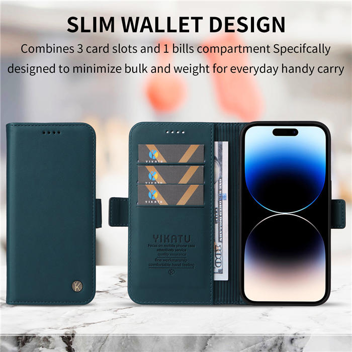 YIKATU iPhone 14 Pro Max Wallet Magnetic Flip Stand Case