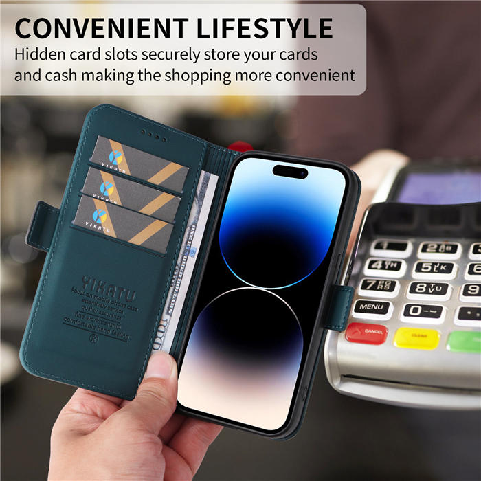 YIKATU iPhone 14 Pro Max Wallet Magnetic Flip Stand Case