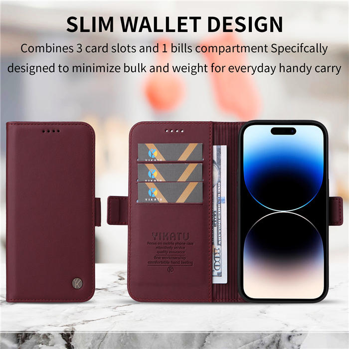 YIKATU iPhone 14 Pro Max Wallet Magnetic Flip Stand Case