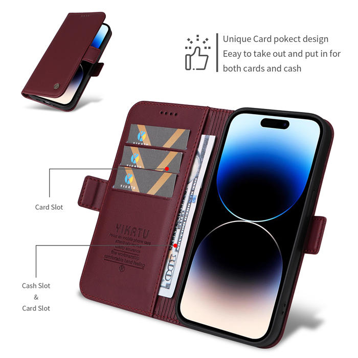 YIKATU iPhone 14 Pro Max Wallet Magnetic Flip Stand Case