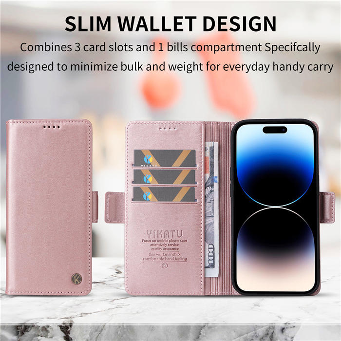 YIKATU iPhone 14 Pro Max Wallet Magnetic Flip Stand Case