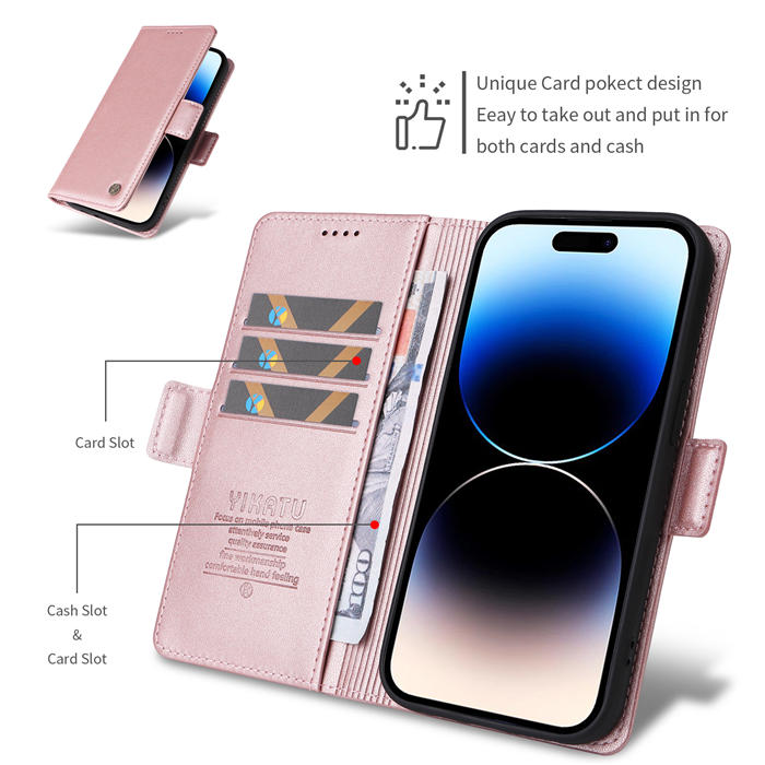 YIKATU iPhone 14 Pro Max Wallet Magnetic Flip Stand Case