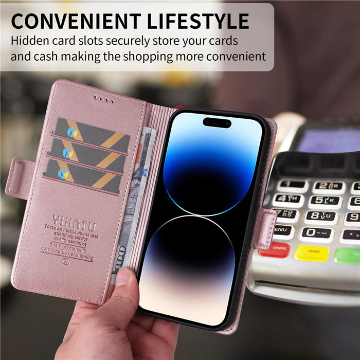 YIKATU iPhone 14 Pro Max Wallet Magnetic Flip Stand Case